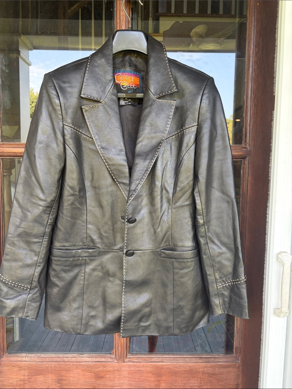 Cripple Creek Black Leather Western Jacket. Size M
